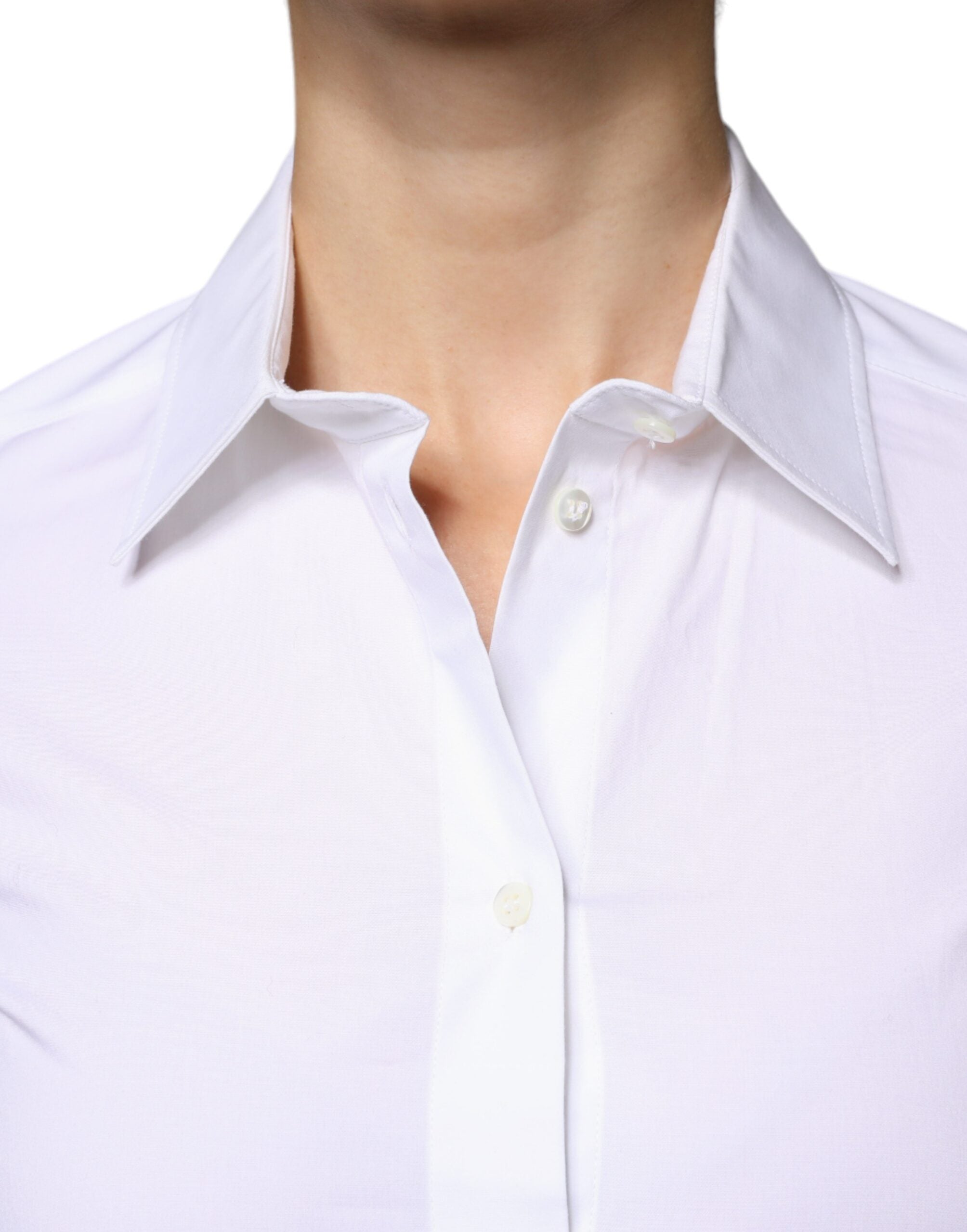Dolce &amp; Gabbana White Cotton Collared Long Sleeves Shirt Top