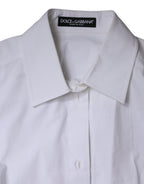 Dolce &amp; Gabbana White Cotton Collared Long Sleeves Shirt Top