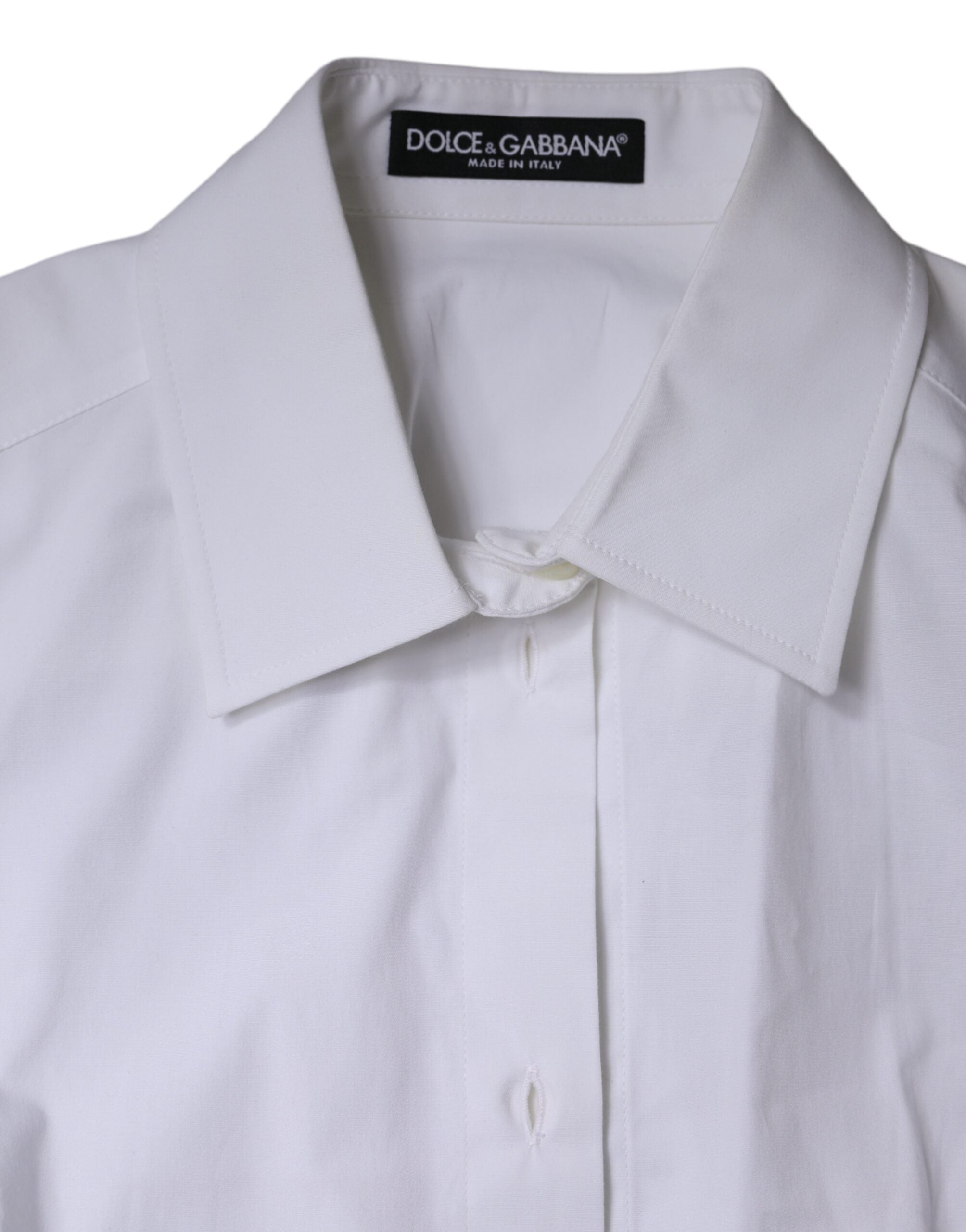 Dolce &amp; Gabbana White Cotton Collared Long Sleeves Shirt Top