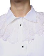 Dolce &amp; Gabbana White Cotton Poplin Shirt Dress Blouse Top