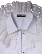 Dolce &amp; Gabbana White Cotton Poplin Shirt Dress Blouse Top