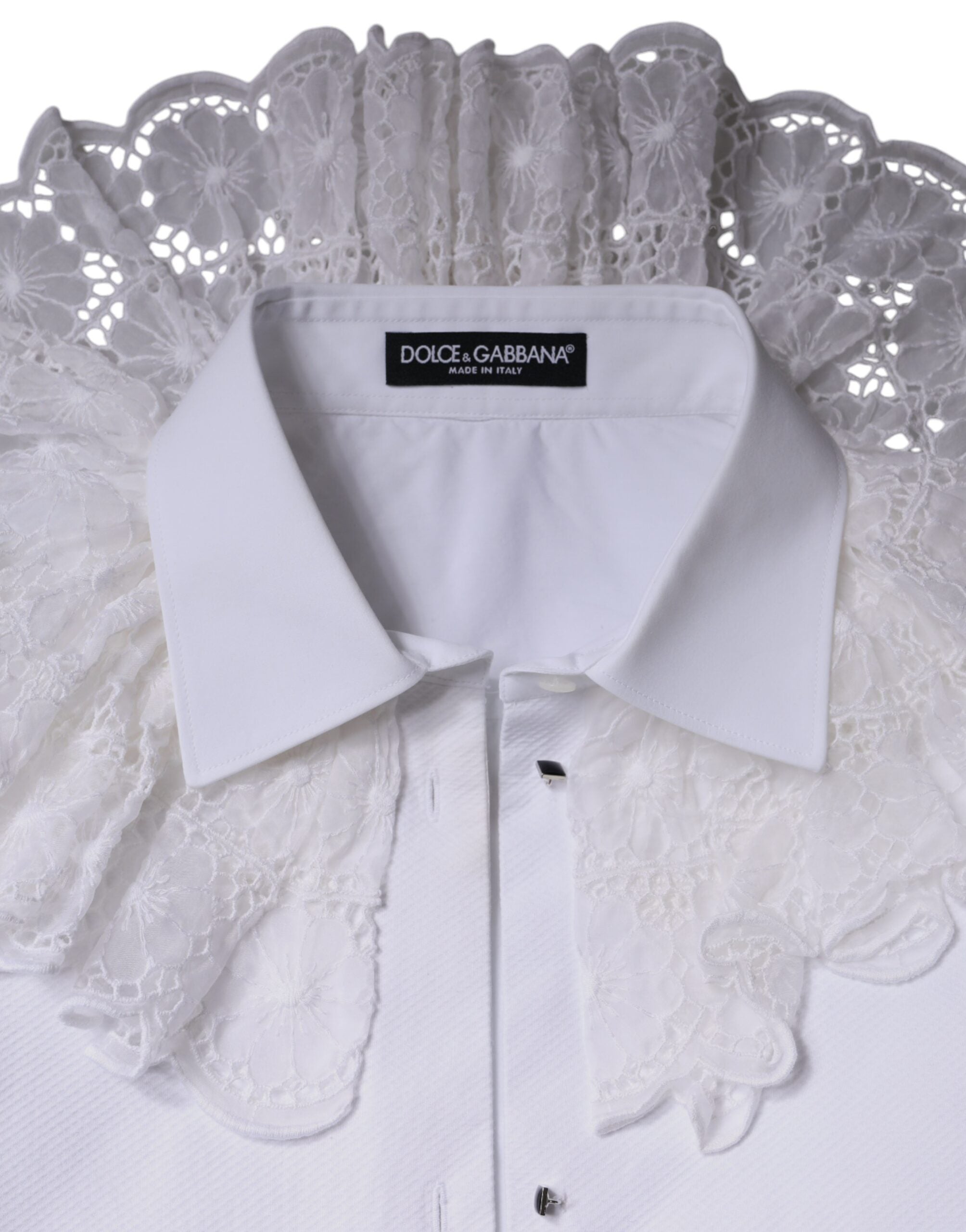Dolce &amp; Gabbana White Cotton Poplin Shirt Dress Blouse Top