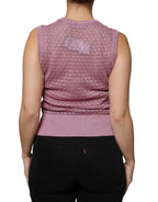 Dolce &amp; Gabbana Pink Mesh See Through Sleeveless Tank Top