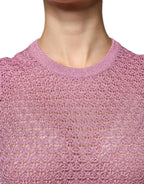 Dolce &amp; Gabbana Pink Mesh See Through Sleeveless Tank Top