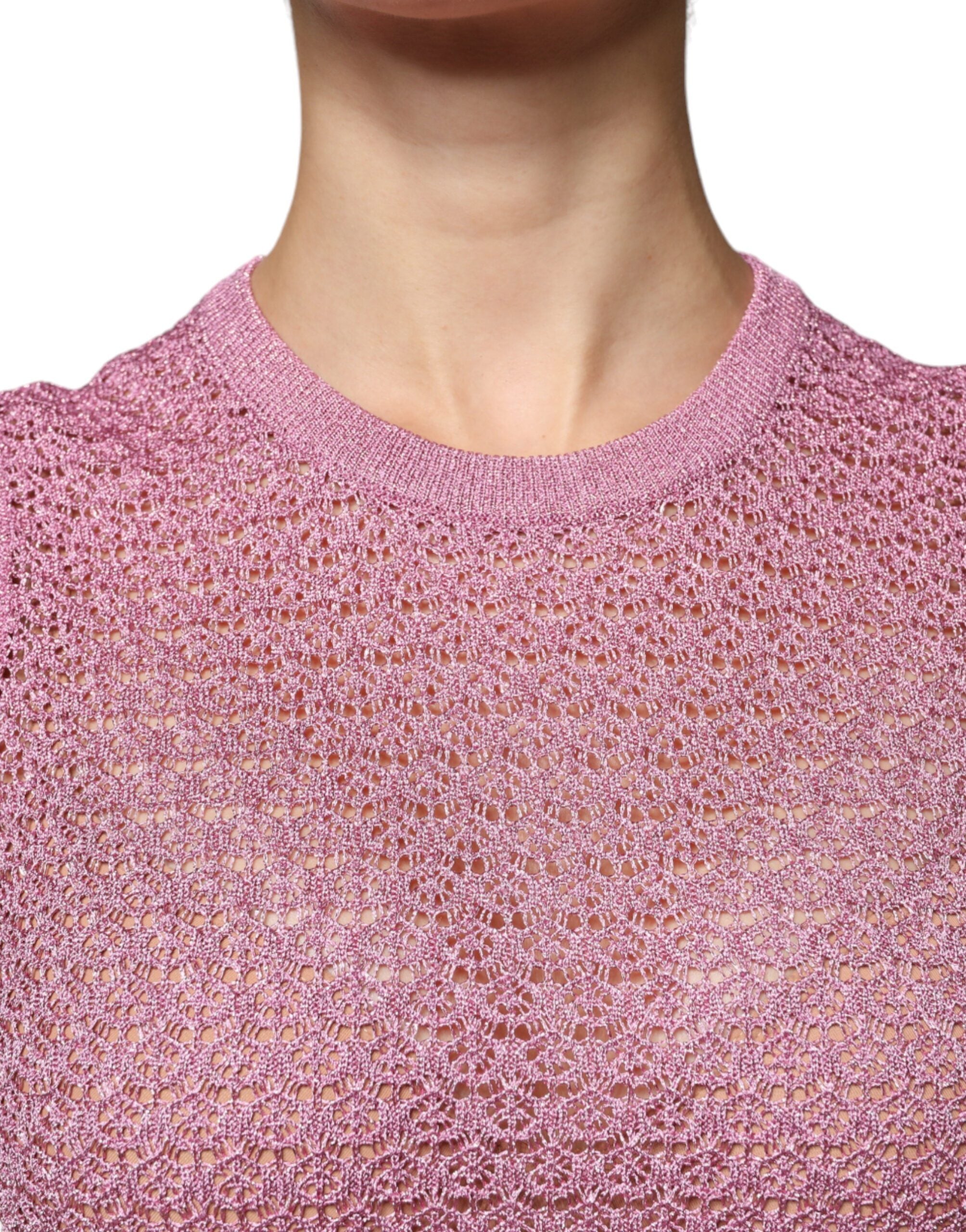 Dolce &amp; Gabbana Pink Mesh See Through Sleeveless Tank Top