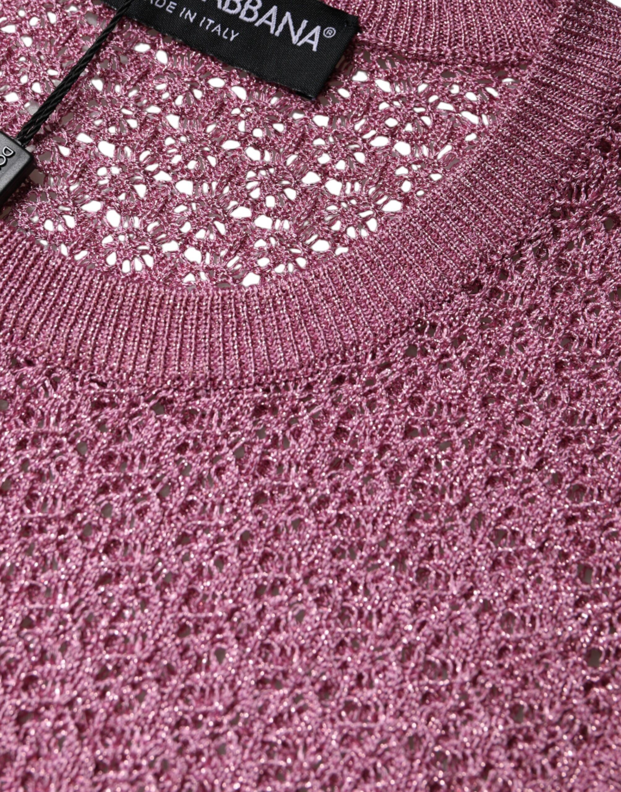 Dolce &amp; Gabbana Pink Mesh See Through Sleeveless Tank Top