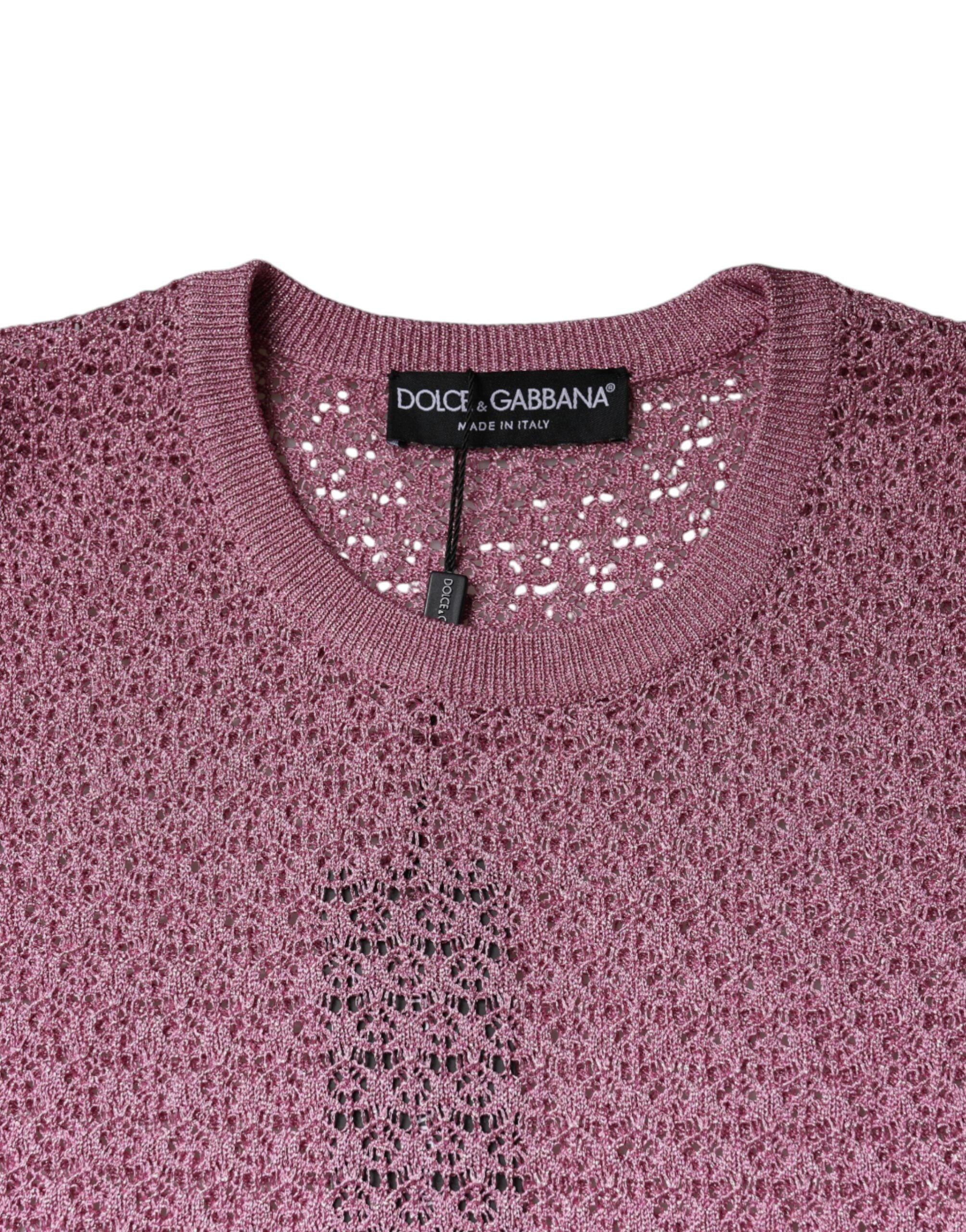 Dolce &amp; Gabbana Pink Mesh See Through Sleeveless Tank Top