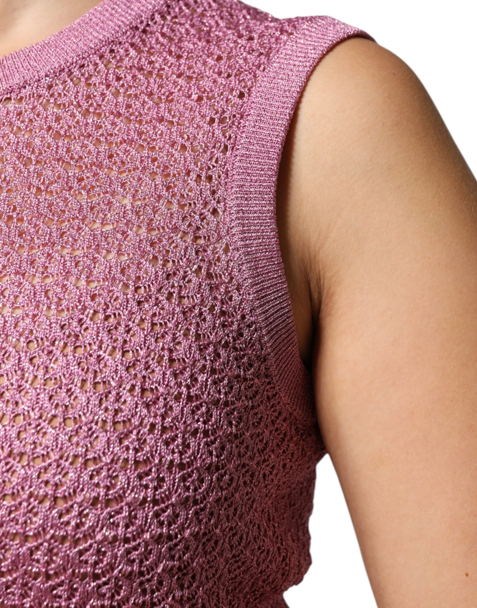 Dolce &amp; Gabbana Pink Mesh See Through Sleeveless Tank Top