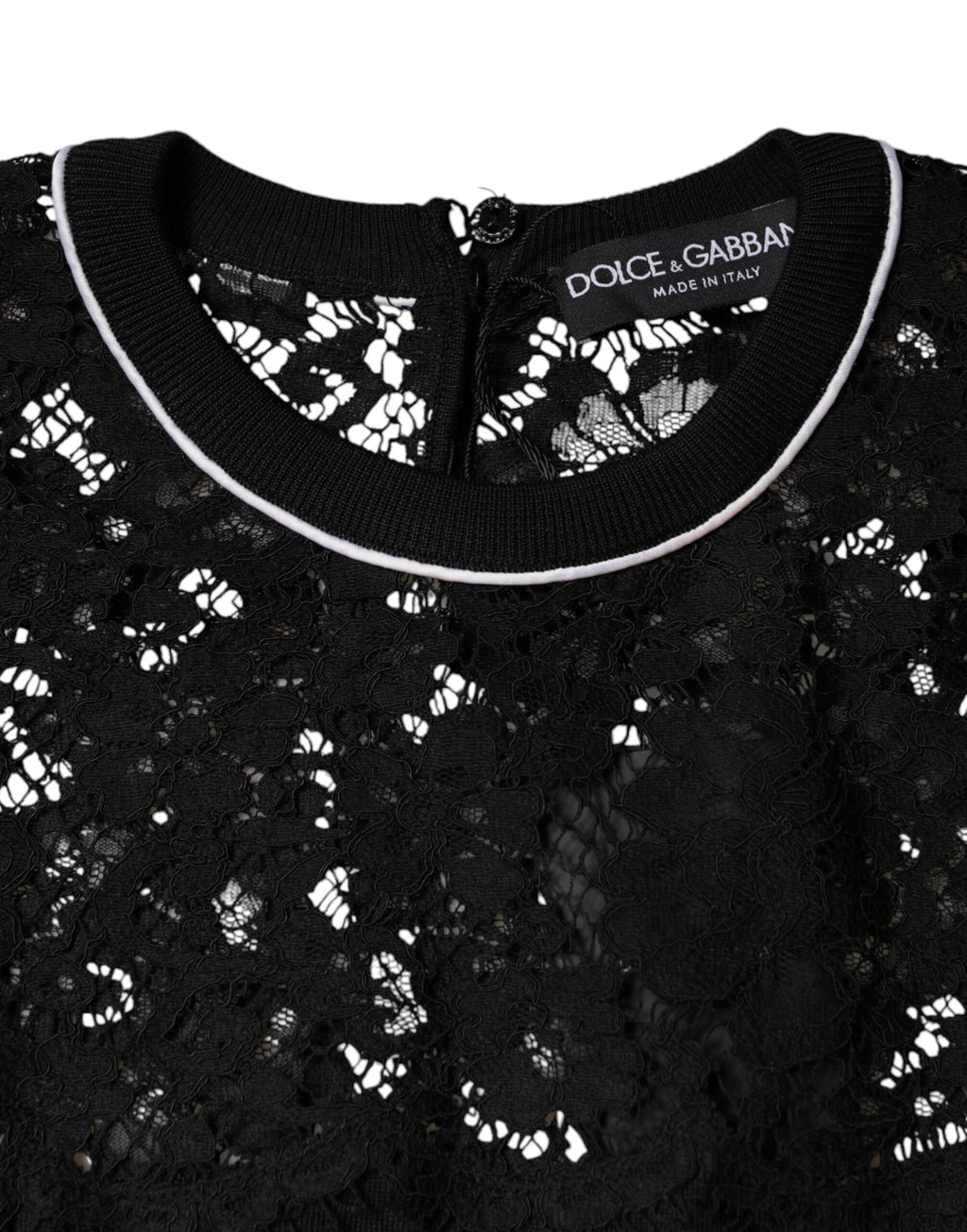 Dolce &amp; Gabbana Black Floral Lace Silk Pullover Blouse Top
