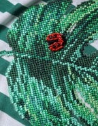 Dolce &amp; Gabbana White Green Stripe Leaf Crew Neck T-shirt