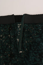 Dolce &amp; Gabbana Green Floral Lace Leggings Pants