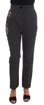 Dolce &amp; Gabbana Black Polka Dot Sicily Crystal Pants