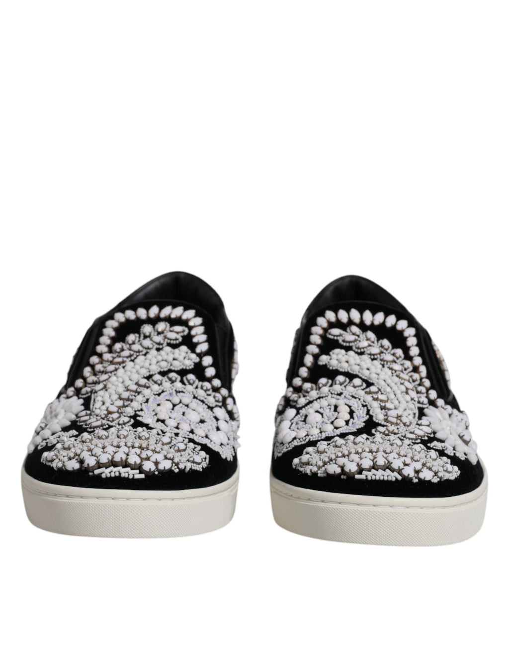 Dolce &amp; Gabbana Black Embellished London Men Slip On Shoes