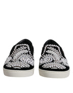 Dolce &amp; Gabbana Black Embellished London Men Slip On Shoes