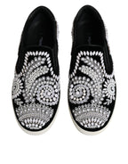 Dolce &amp; Gabbana Black Embellished London Men Slip On Shoes