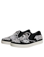 Dolce &amp; Gabbana Black Embellished London Men Slip On Shoes