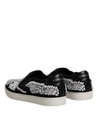 Dolce &amp; Gabbana Black Embellished London Men Slip On Shoes