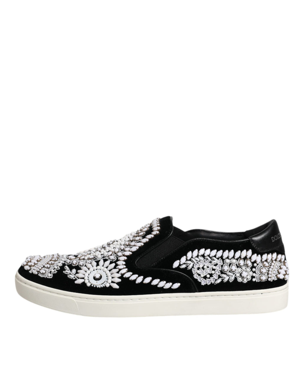 Dolce &amp; Gabbana Black Embellished London Men Slip On Shoes
