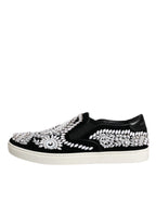 Dolce &amp; Gabbana Black Embellished London Men Slip On Shoes