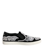 Dolce &amp; Gabbana Black Embellished London Men Slip On Shoes