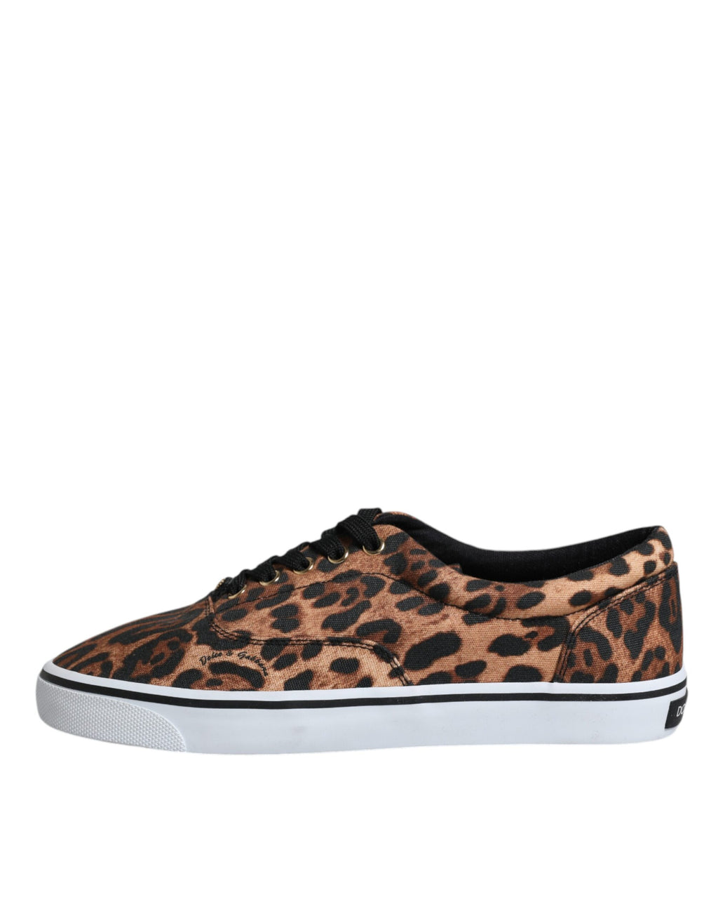 Dolce &amp; Gabbana Brown Leopard Logo Print Cotton Sneakers Shoes