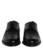 Dolce &amp; Gabbana Black Leather Derby Wingtip Formal Shoes