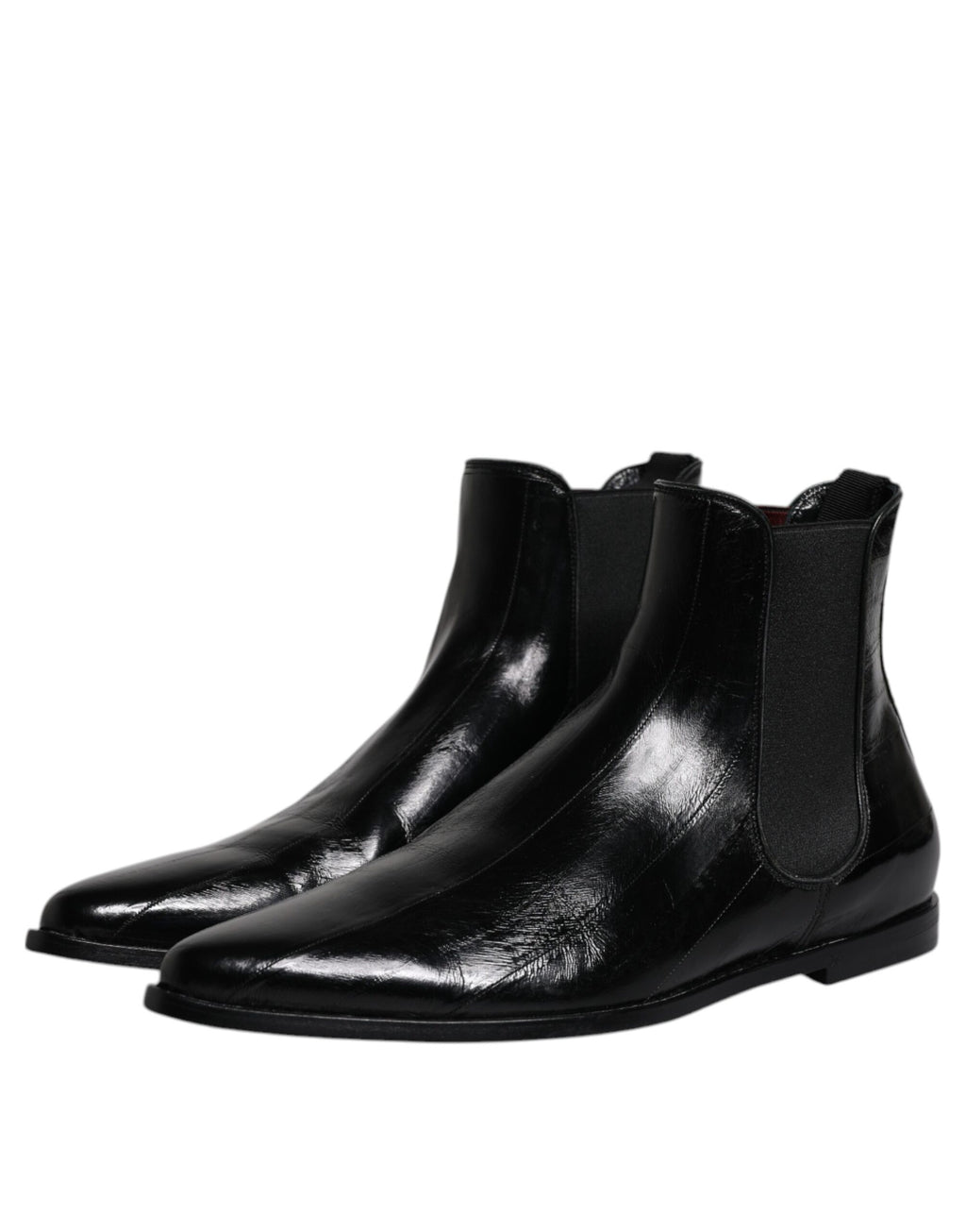 Dolce &amp; Gabbana Black Leather Chelsea Men Ankle Boots Shoes
