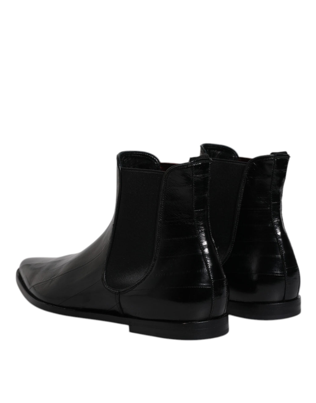 Dolce &amp; Gabbana Black Leather Chelsea Men Ankle Boots Shoes