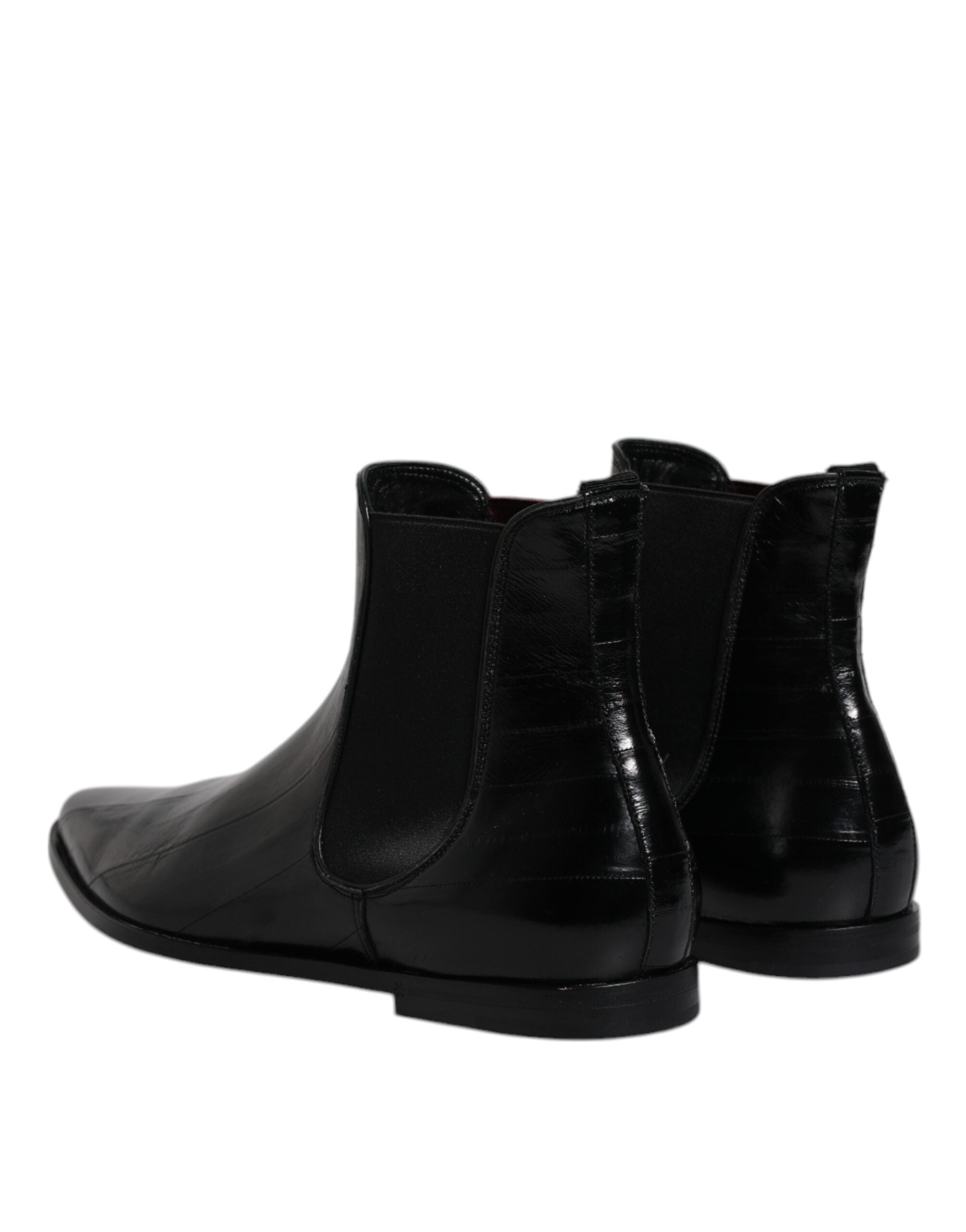 Dolce &amp; Gabbana Black Leather Chelsea Men Ankle Boots Shoes