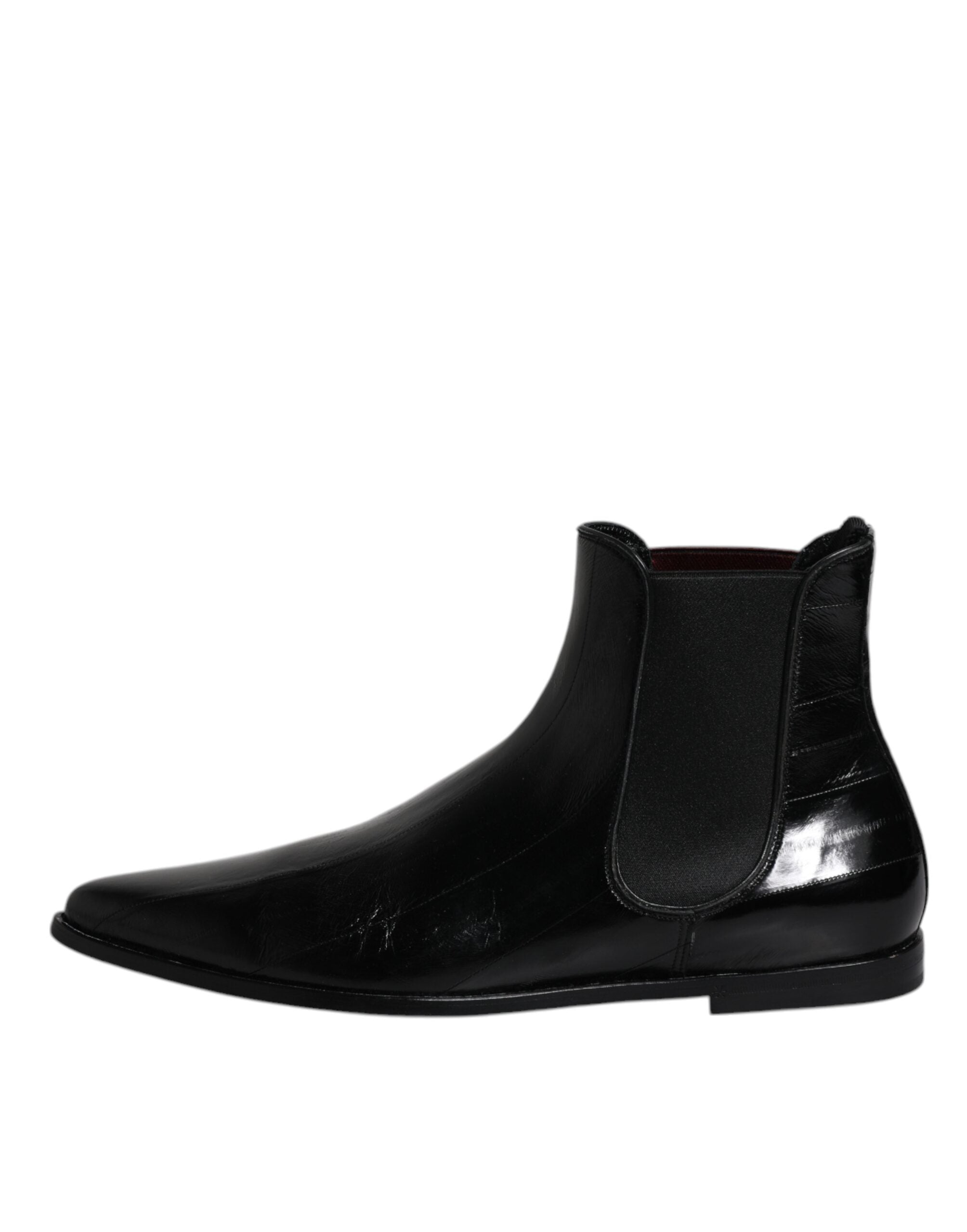Dolce &amp; Gabbana Black Leather Chelsea Men Ankle Boots Shoes