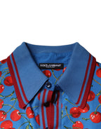 Dolce &amp; Gabbana Blue Cherry Cotton Collared Men Polo T-shirt