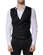 Dolce &amp; Gabbana Black Wool Formal Dress Men Waistcoat Vest