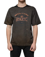 Dolce &amp; Gabbana Brown Graphic Print Cotton Round Neck T-shirt