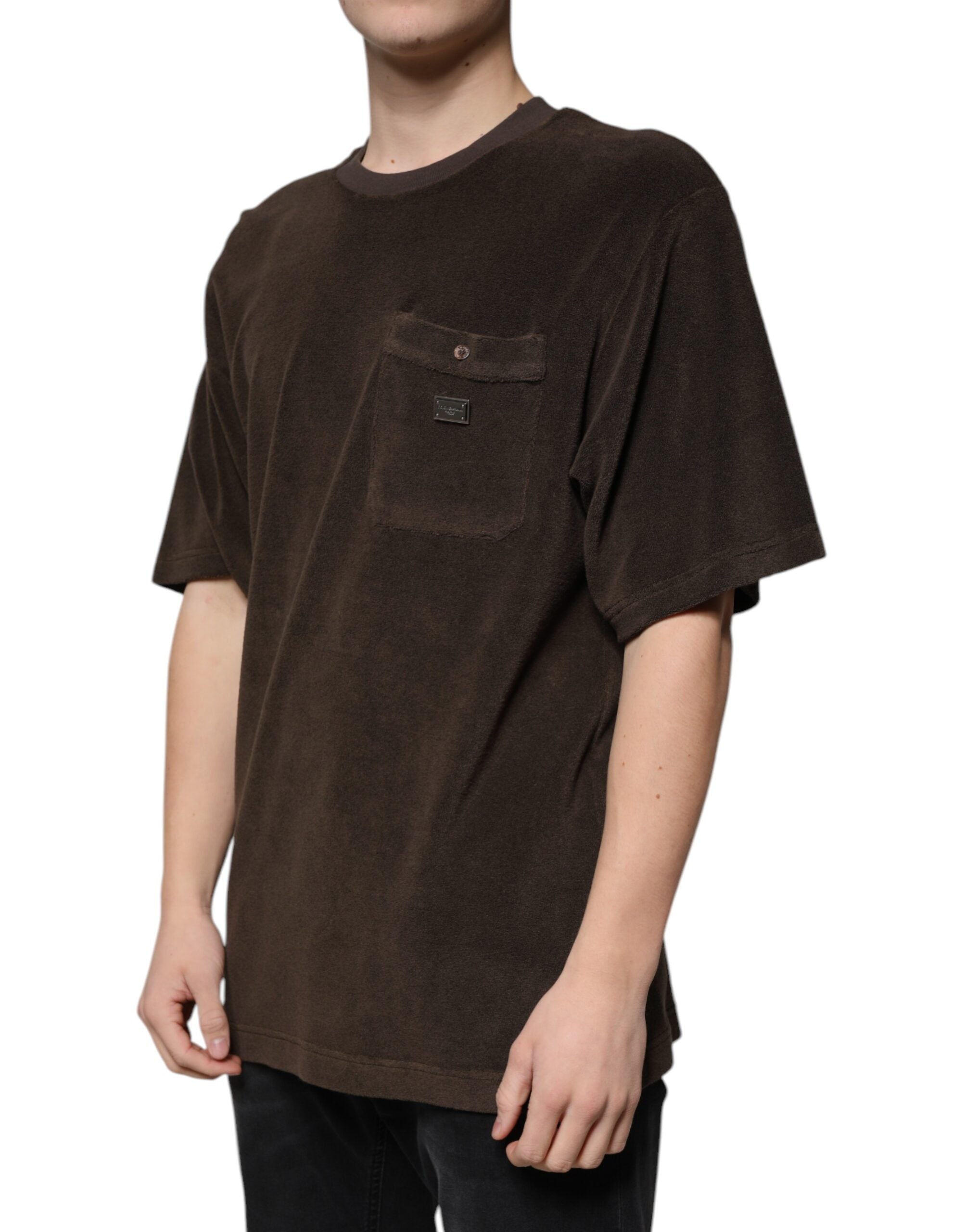 Dolce &amp; Gabbana Brown Cotton Crew Neck Short Sleeves T-shirt