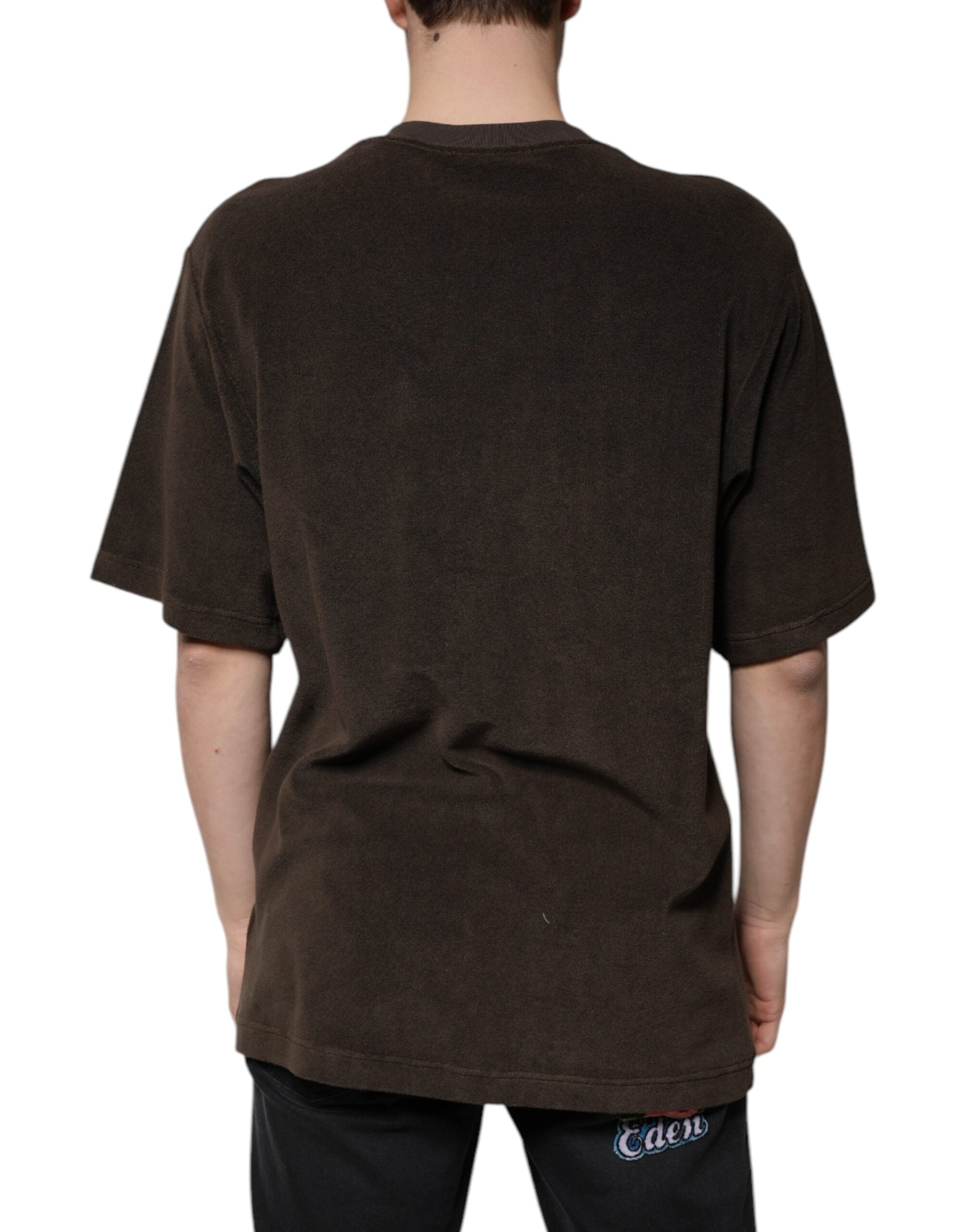 Dolce &amp; Gabbana Brown Cotton Crew Neck Short Sleeves T-shirt