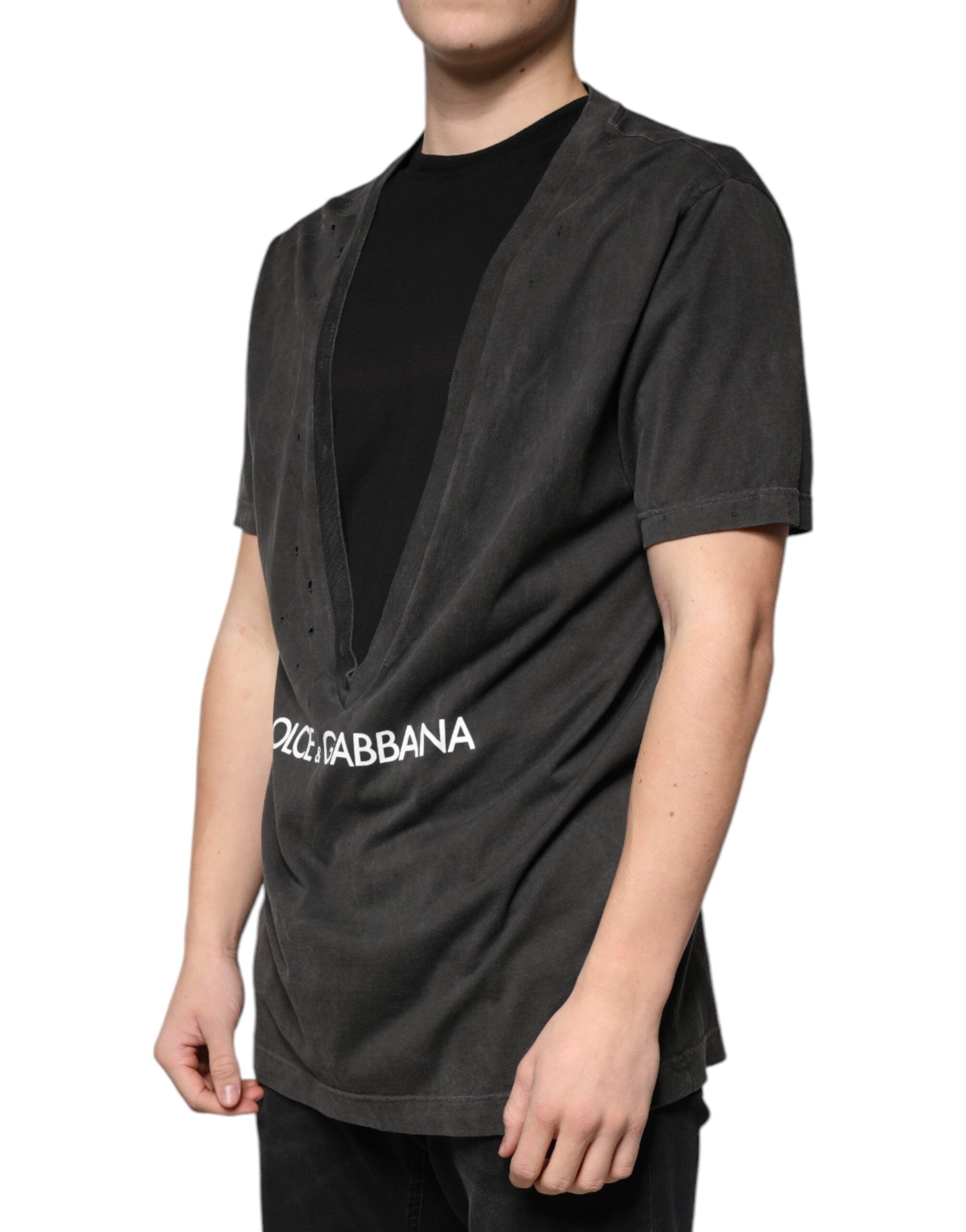Dolce &amp; Gabbana Black Cotton Crew Neck Short Sleeves T-shirt