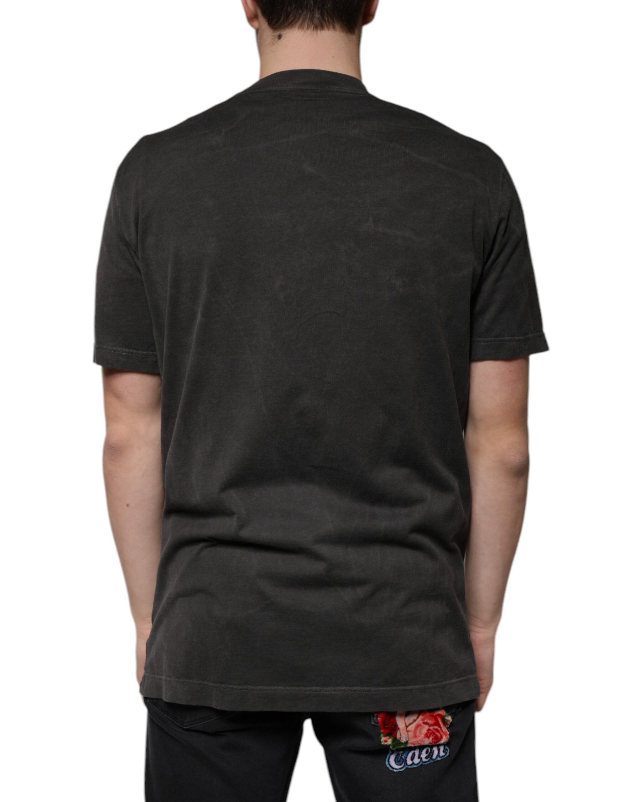 Dolce &amp; Gabbana Black Cotton Crew Neck Short Sleeves T-shirt