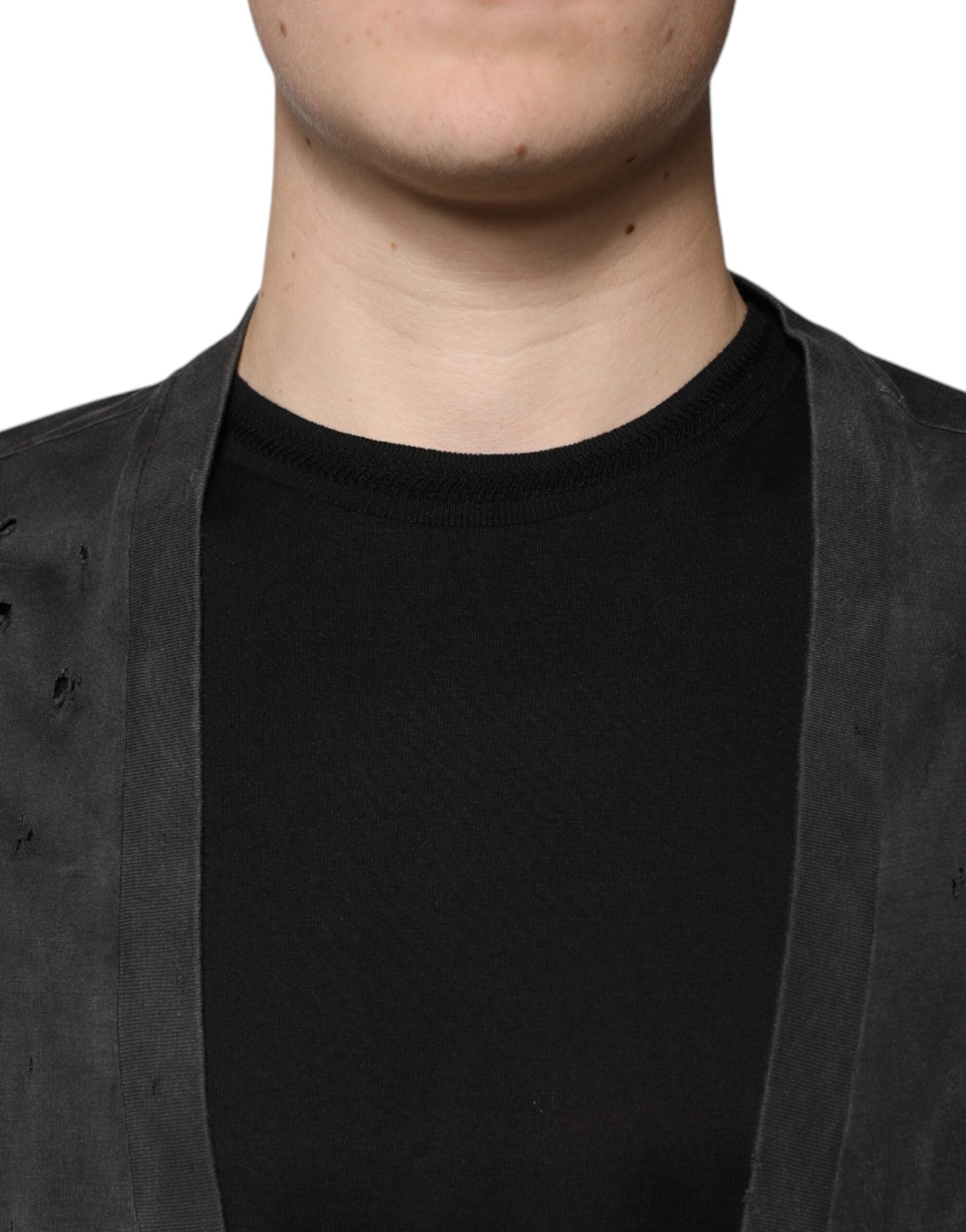 Dolce &amp; Gabbana Black Cotton Crew Neck Short Sleeves T-shirt