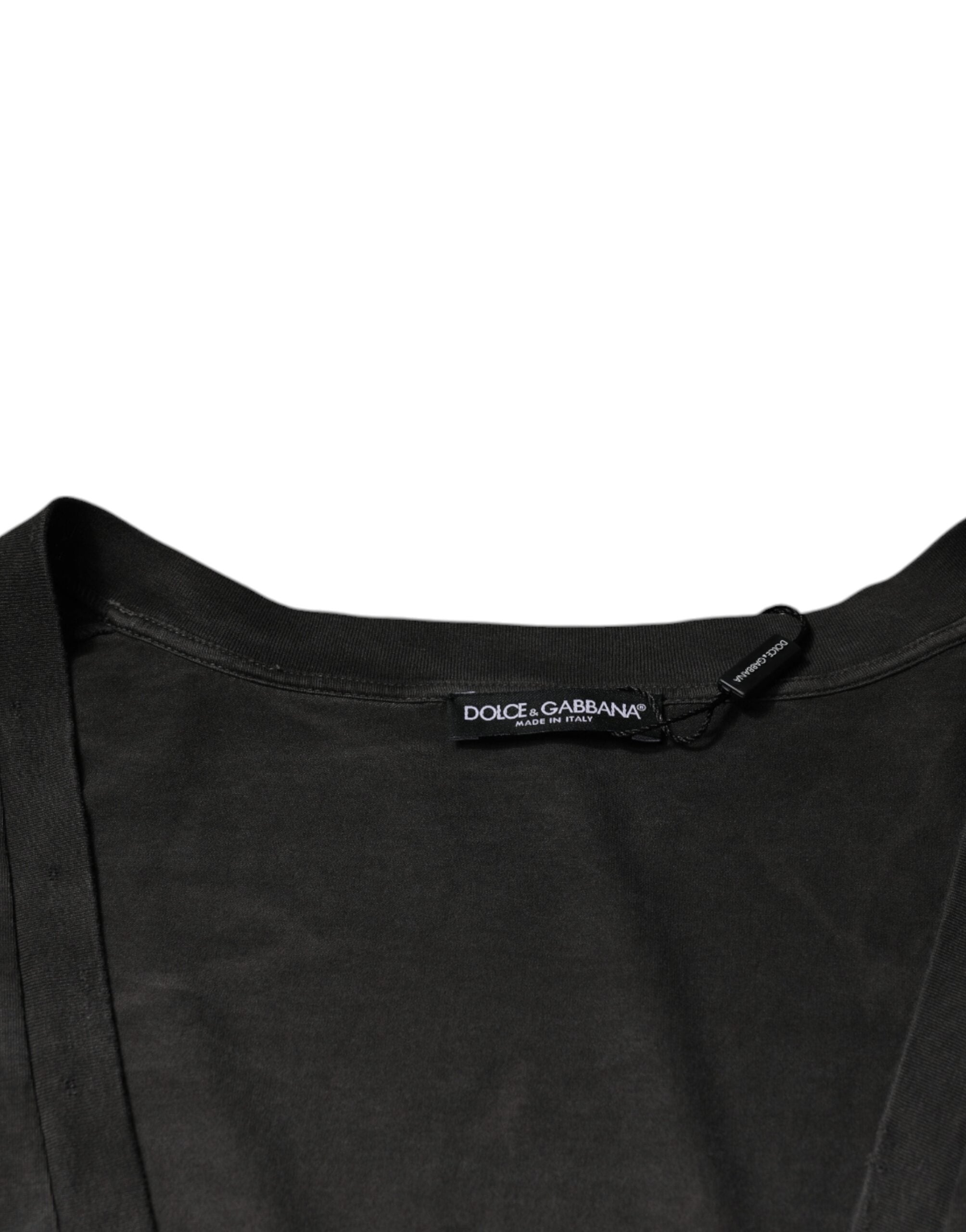 Dolce &amp; Gabbana Black Cotton Crew Neck Short Sleeves T-shirt
