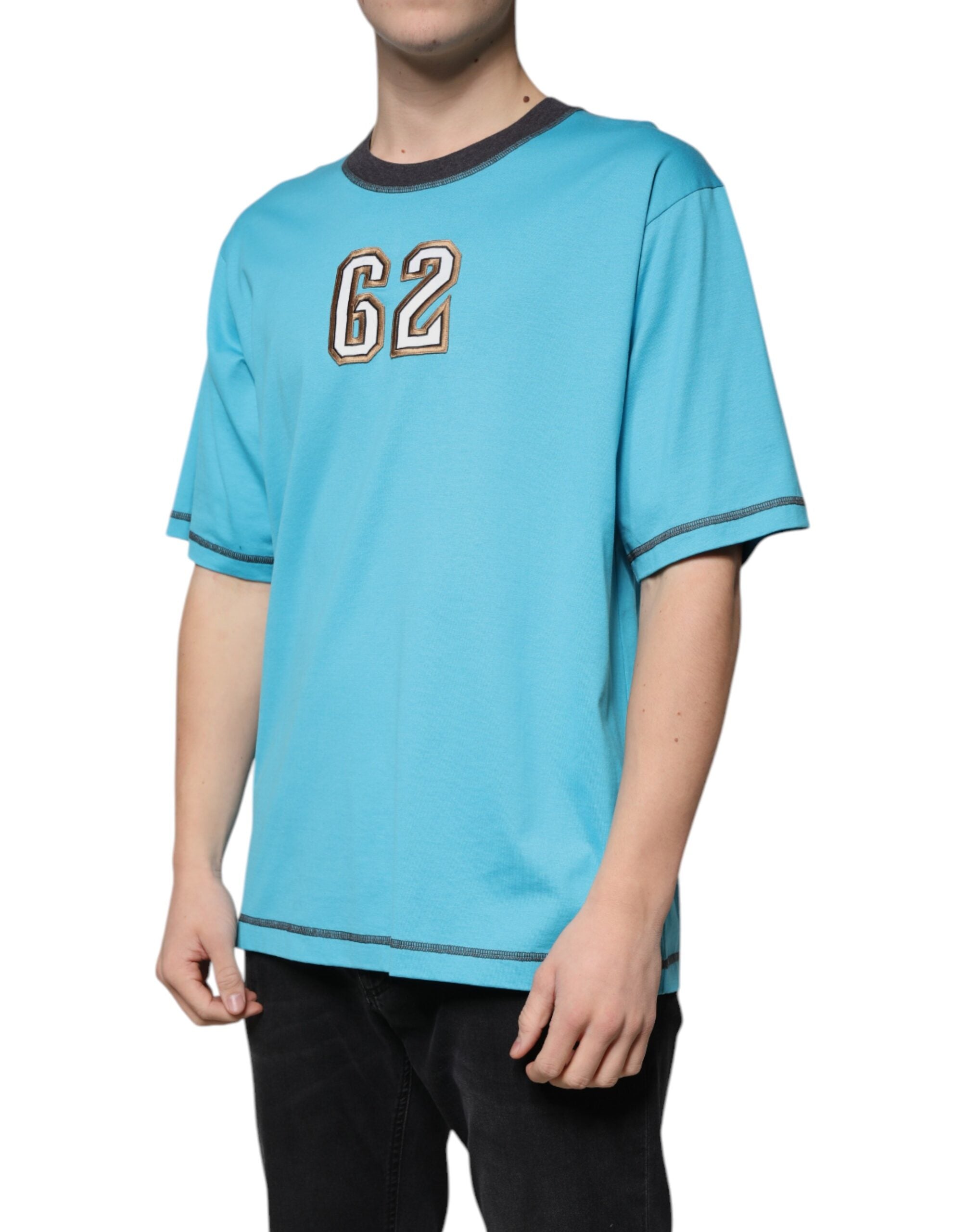 Dolce &amp; Gabbana Blue Logo Crew Neck Short Sleeves T-shirt