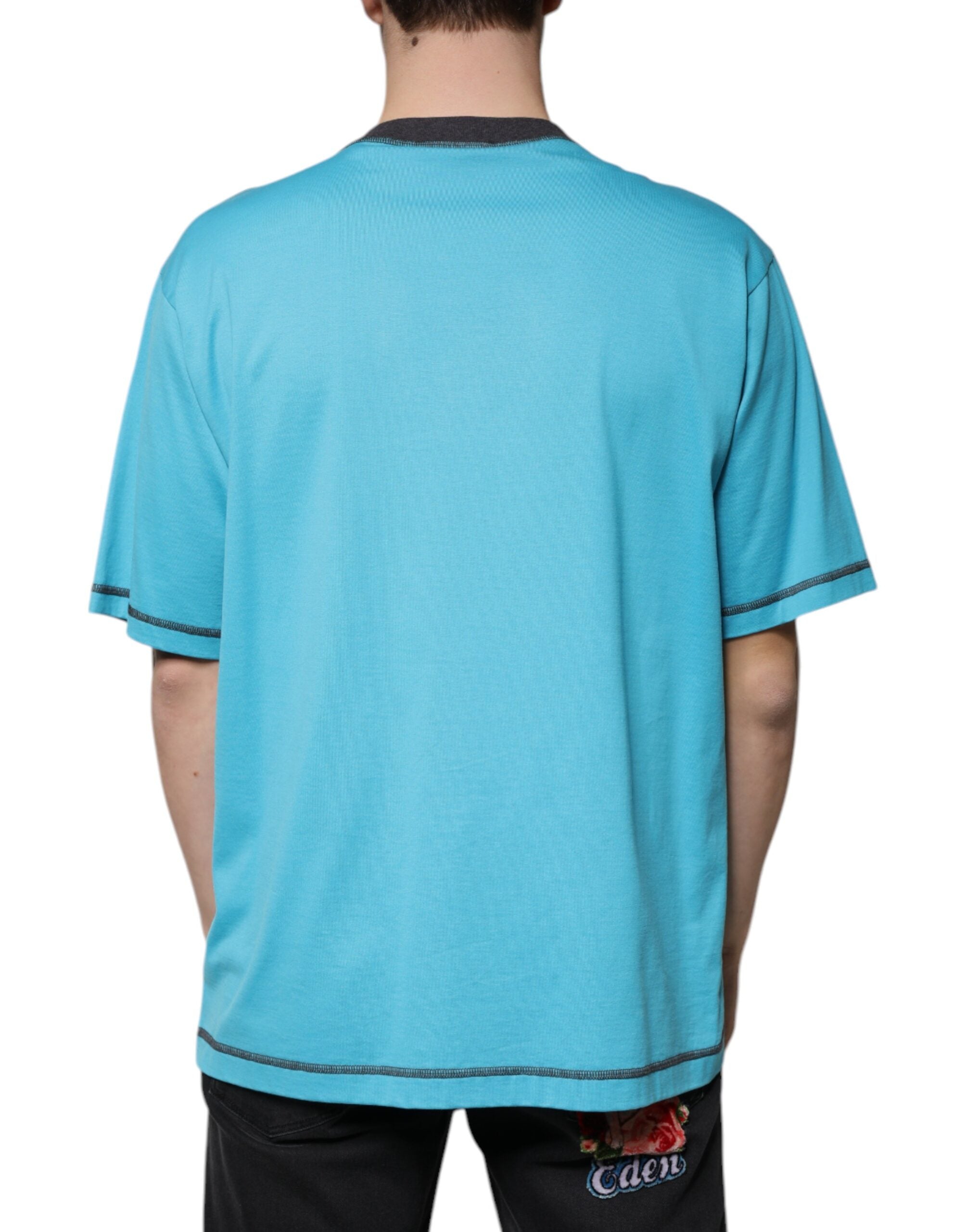 Dolce &amp; Gabbana Blue Logo Crew Neck Short Sleeves T-shirt