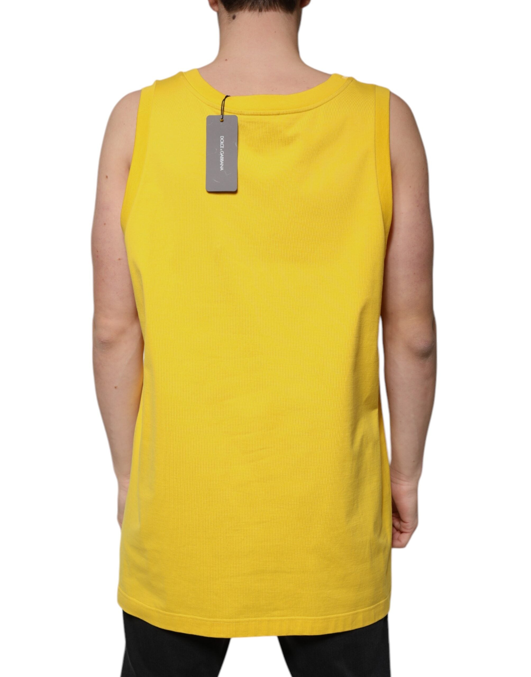 Dolce &amp; Gabbana Yellow Cotton Round Neck Sleeveless T-shirt