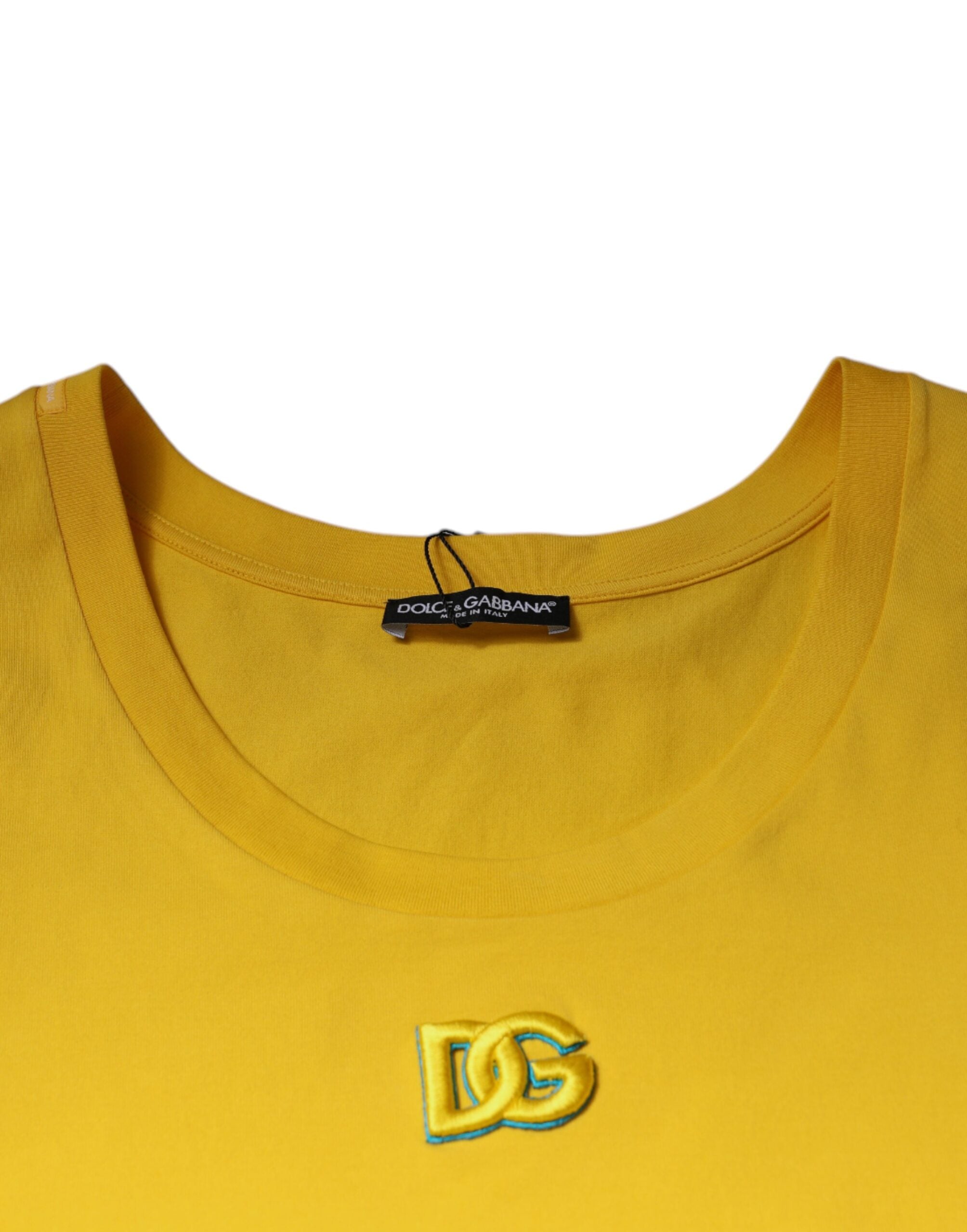Dolce &amp; Gabbana Yellow Cotton Round Neck Sleeveless T-shirt