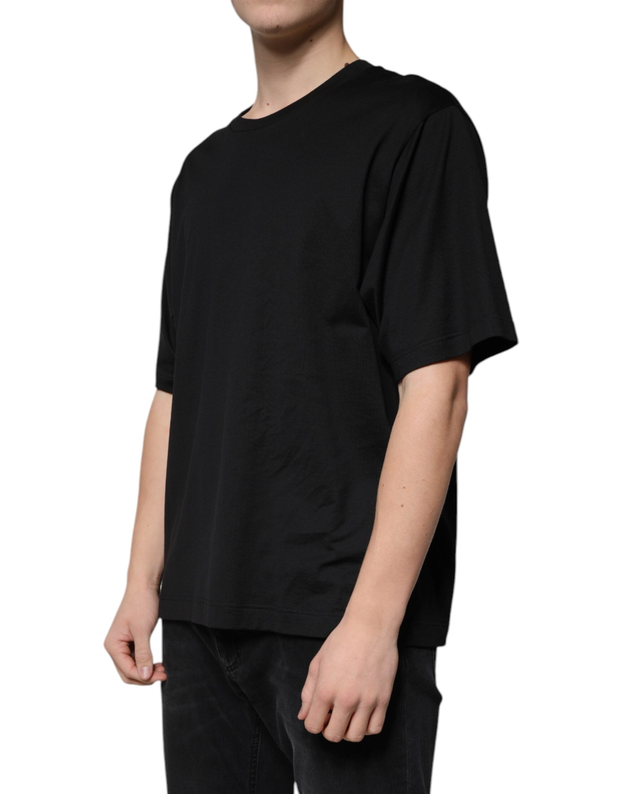 Dolce &amp; Gabbana Black Cotton Crew Neck Short Sleeves T-shirt