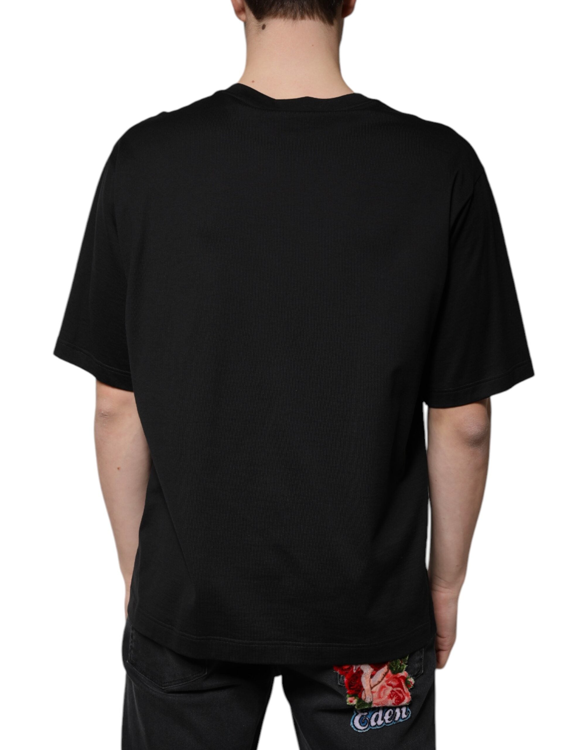 Dolce &amp; Gabbana Black Cotton Crew Neck Short Sleeves T-shirt