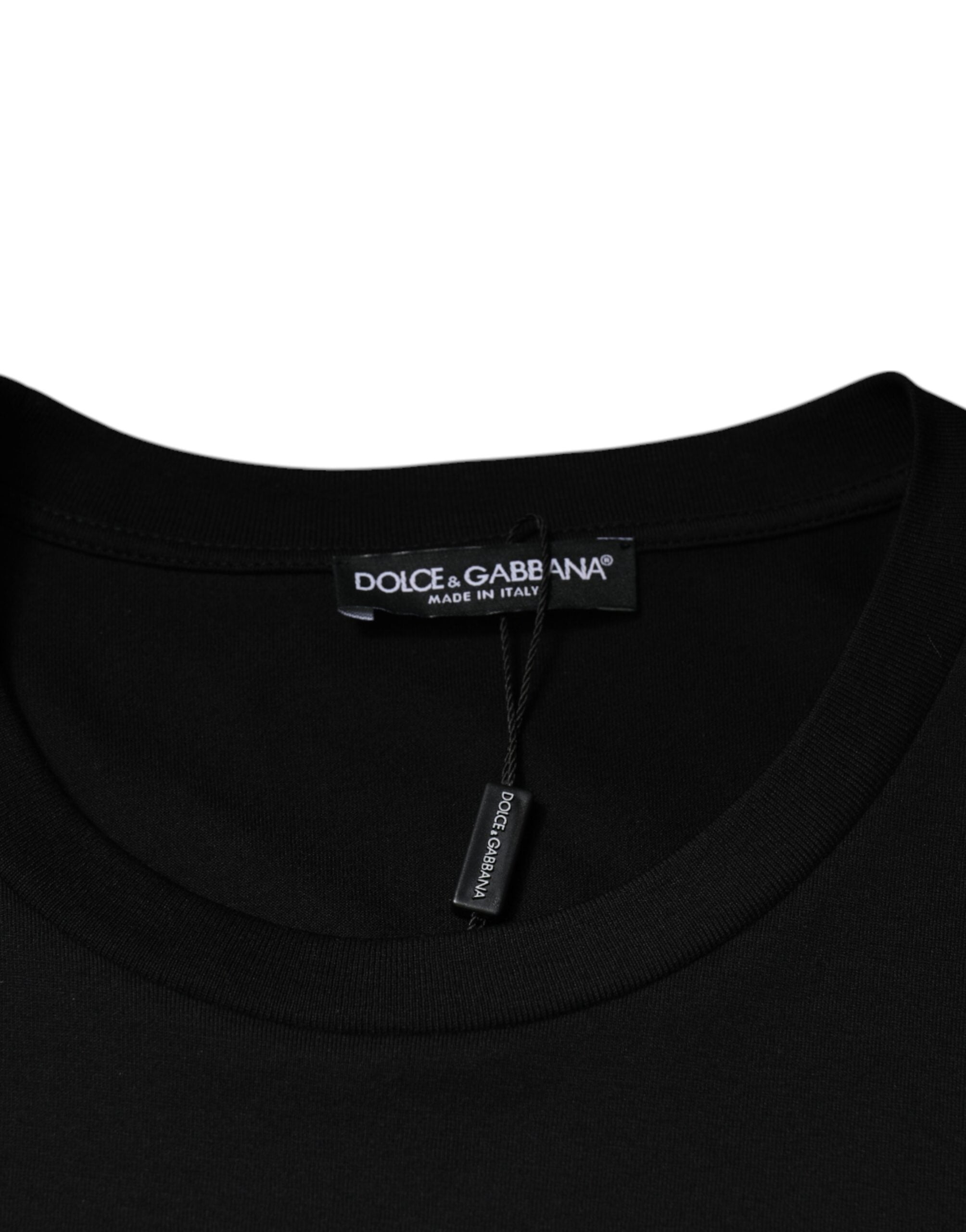 Dolce &amp; Gabbana Black Cotton Crew Neck Short Sleeves T-shirt