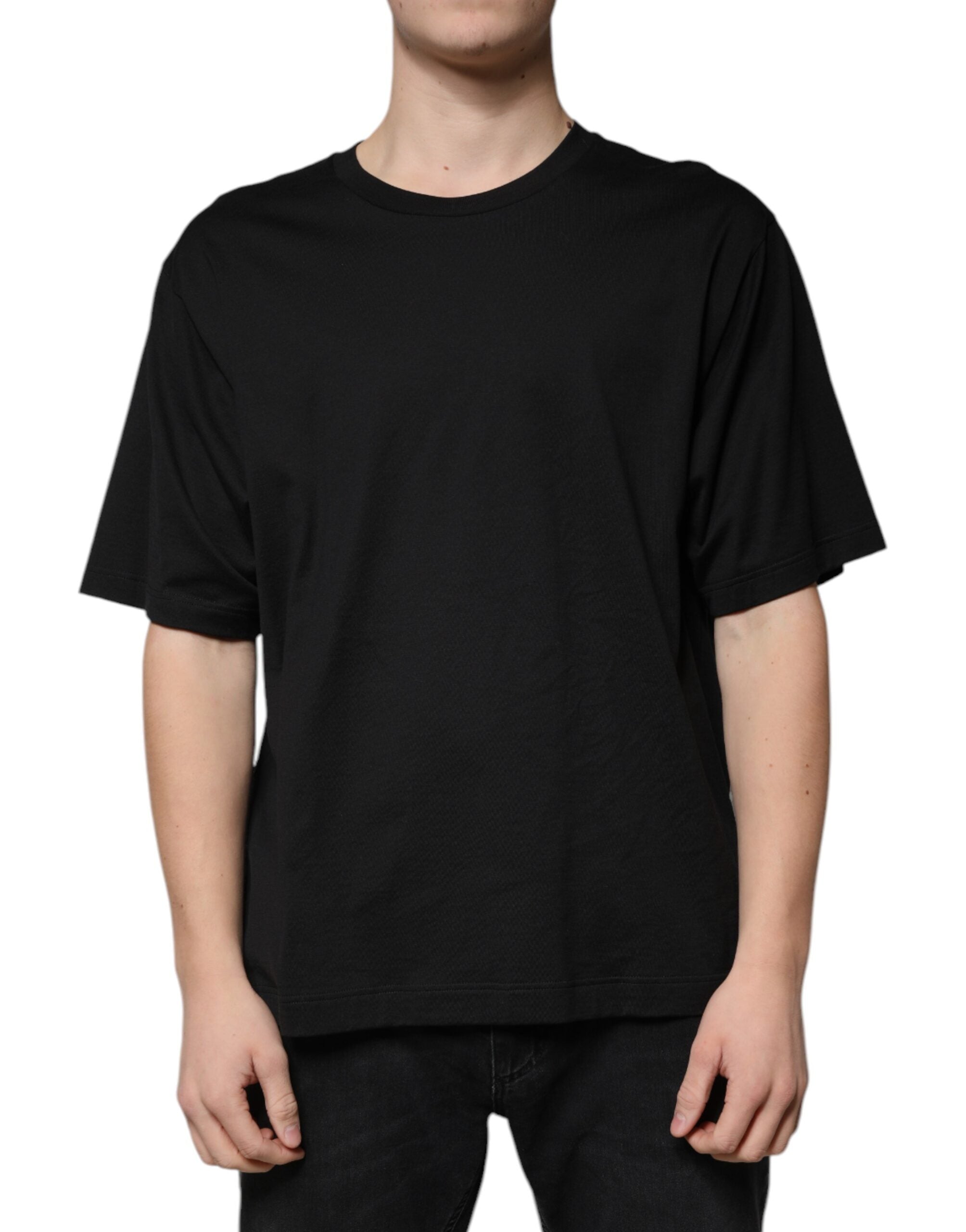 Dolce &amp; Gabbana Black Cotton Crew Neck Short Sleeves T-shirt