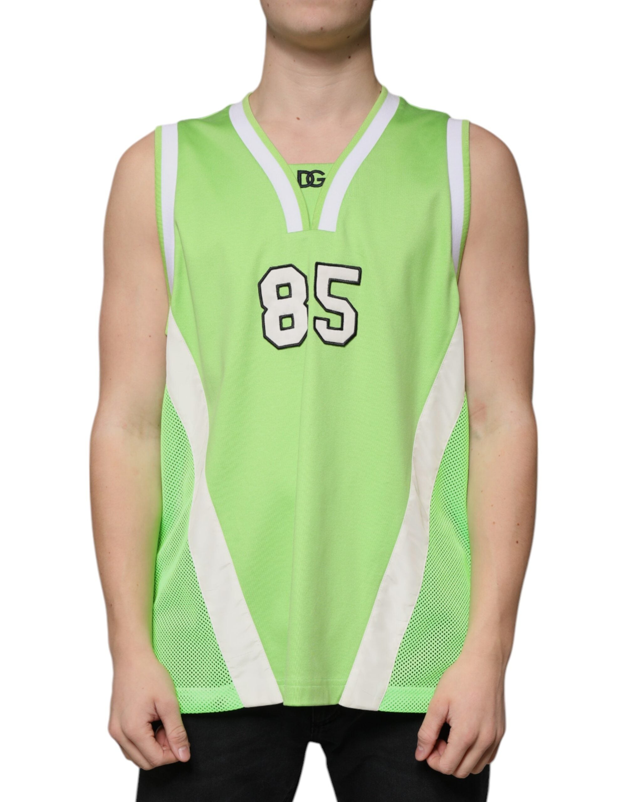 Dolce &amp; Gabbana Green Polyester Jersey Sleeveless T-shirt