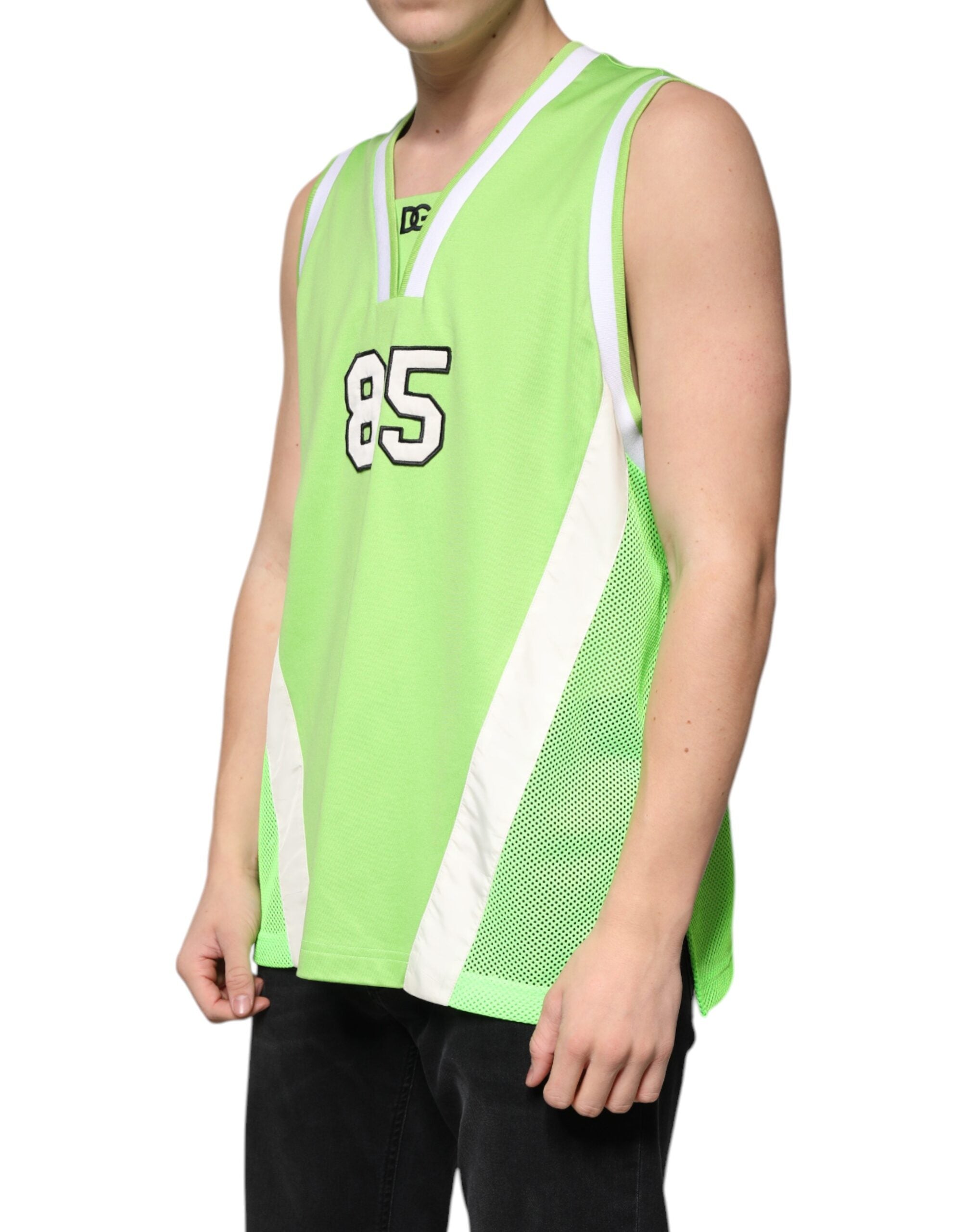 Dolce &amp; Gabbana Green Polyester Jersey Sleeveless T-shirt