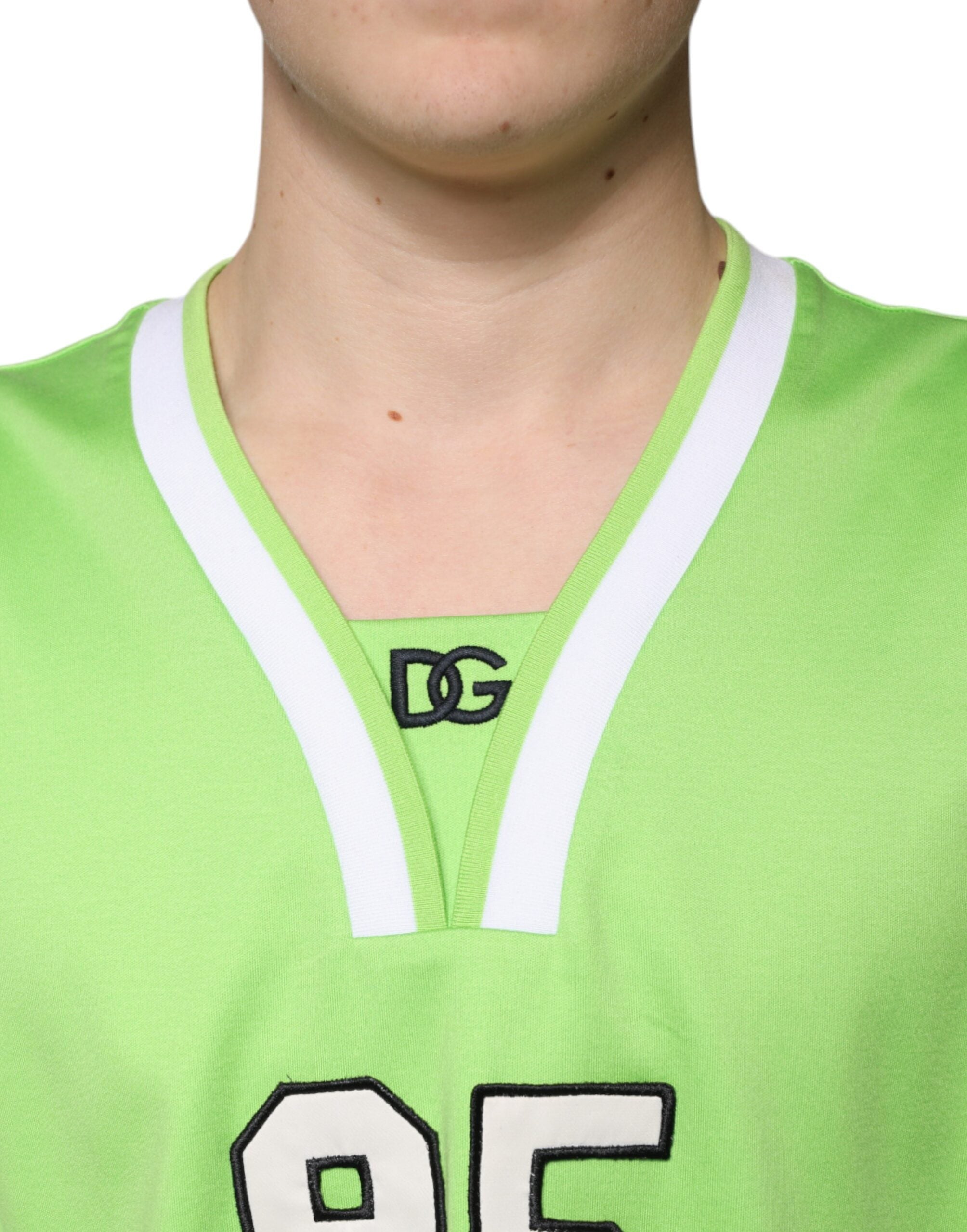 Dolce &amp; Gabbana Green Polyester Jersey Sleeveless T-shirt